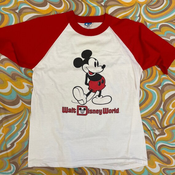 Vintage 80s MICKEY MOUSE Raglan Walt Disney World… - image 1