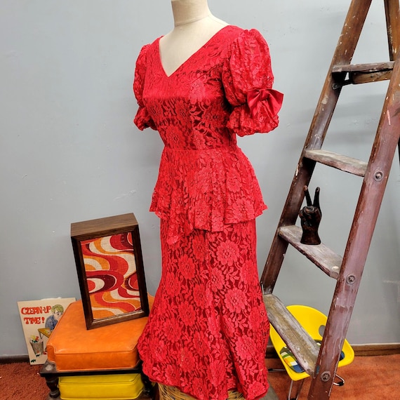 red lace peplum dress Debenhams Women's Runway 1.8.1.8 Strappy Lace Peplum Maxi Dress in Cherry