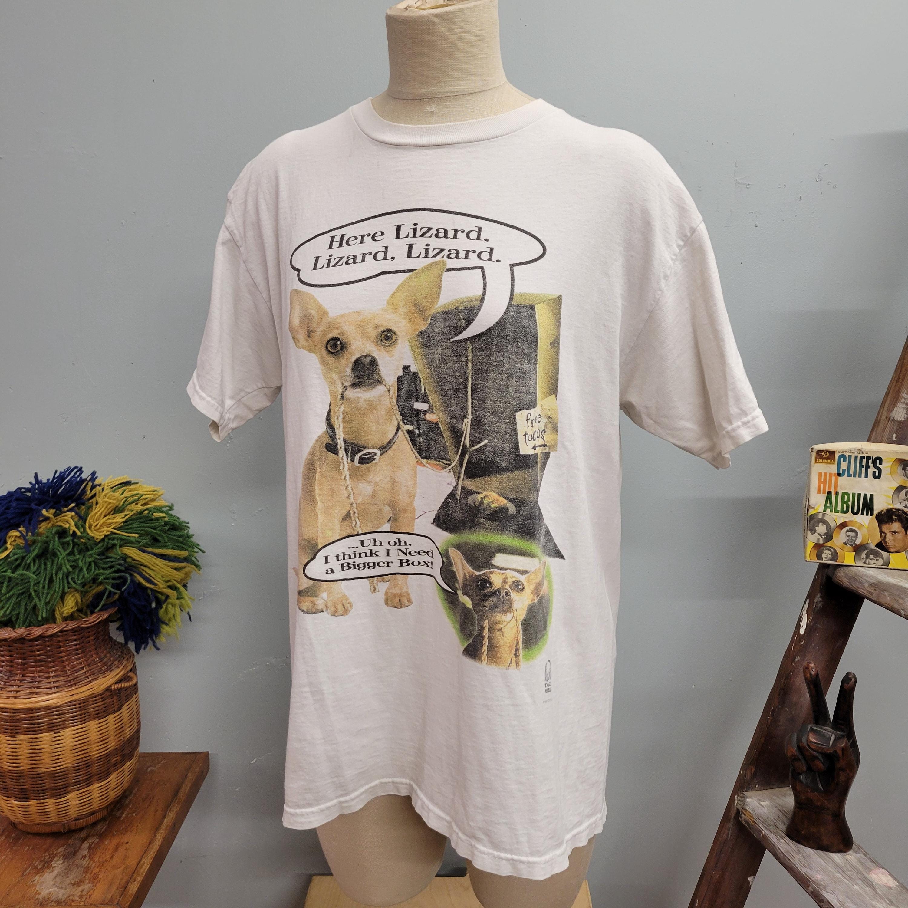 Vtg 90s TACO BELL DOG Tshirt, Funny Chihuahua Lizard 1998 Retro