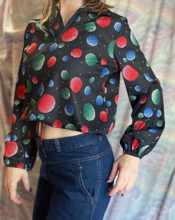 Vintage 70s Bubble Sphere Top / Retro Pointy Psyc… - image 5