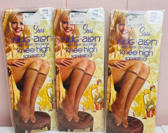 Vtg 60s Sandalfoot Knee High Stockings DEADSTOCK Original Packaging