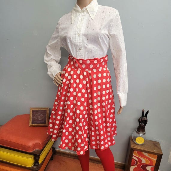 vtg 60s POLKADOT WRAP SKIRT, Kitschy Mod Style