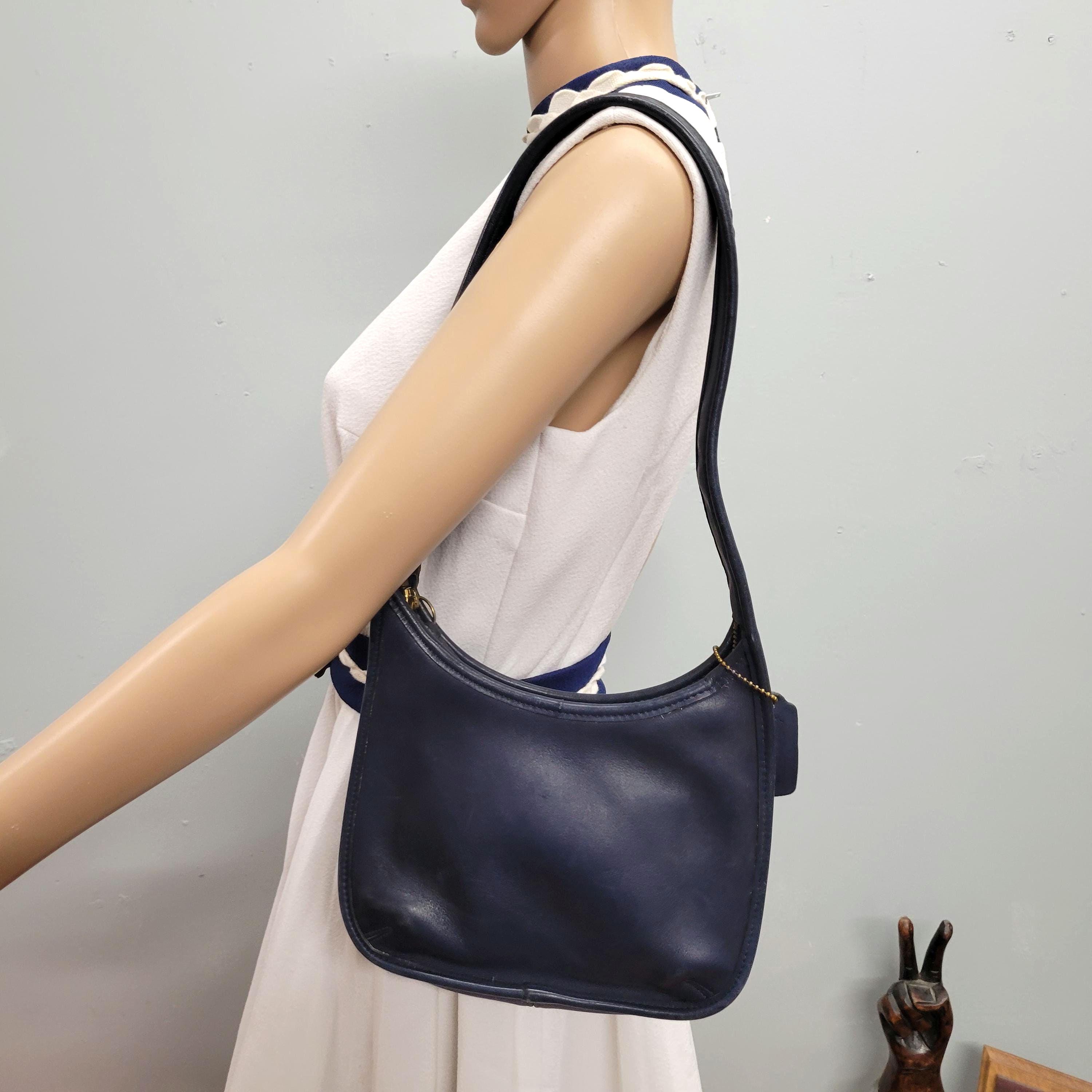 Vtg 90s BLUE COACH BAG : Vintage Navy Blue Leather Over the