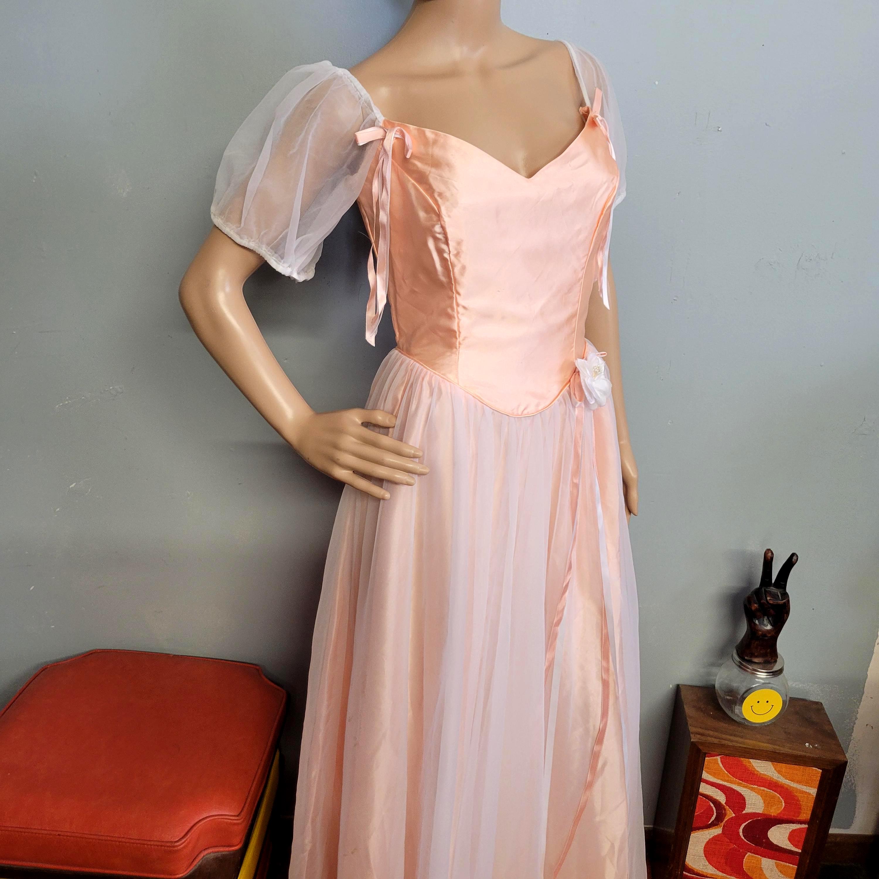 ワンピース 80s vintage satin ribbon flower dress 80s Ribbon Dress - Etsy