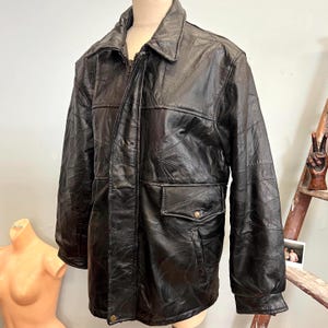 Chaqueta de cuero estilo patchwork vintage de los años 80, talla XL para hombre, diseño italiano Maxam, corte holgado.