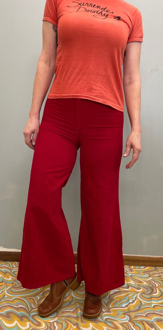 Vintage 70's Super High waisted corduroy bell bot… - image 3