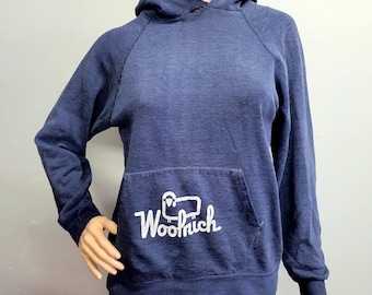 VTG 70s distressed WOOLRICH-logo HOODIE, boterzachte trui
