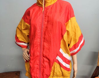 vtg 80s Striped Windbreaker, Short Sleeve Oversized Parka, Gophers