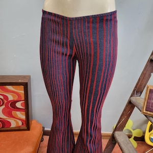 70s Low Rise Bell Bottoms: Vintage Pinstripe Flare Pants - Made in USA