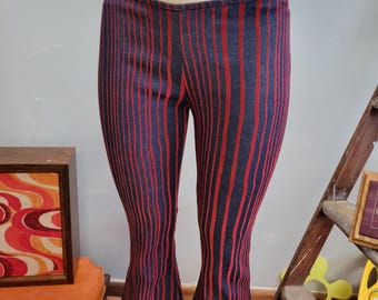 vtg 70s Low Rise Bell Bottoms: Vintage Pinstripe Flare Pants - Made in USA