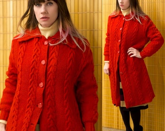 red knit jacket
