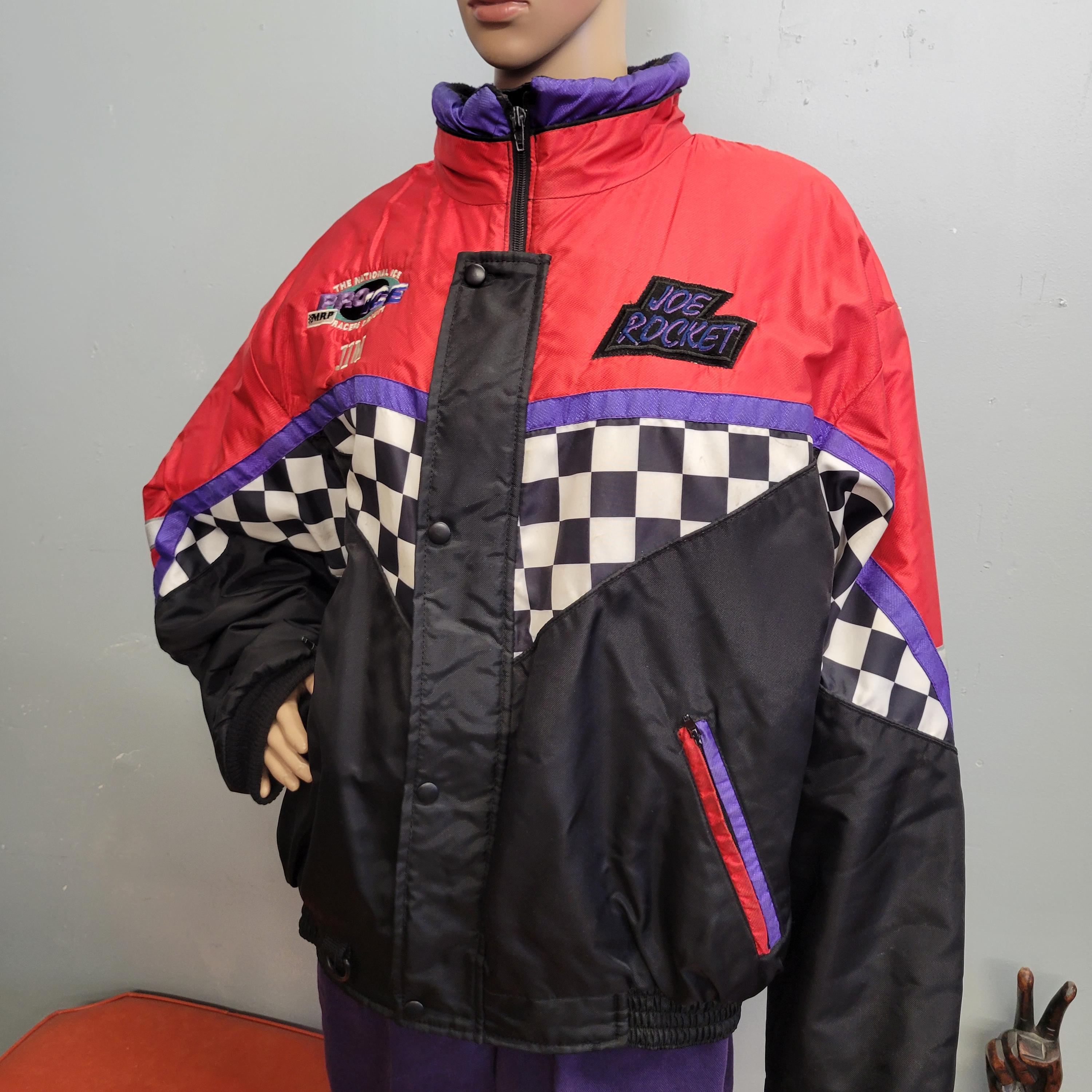 Vintage 90s Joe Rocket Ice Racing Jacket: XL Checkered Puffer Coat