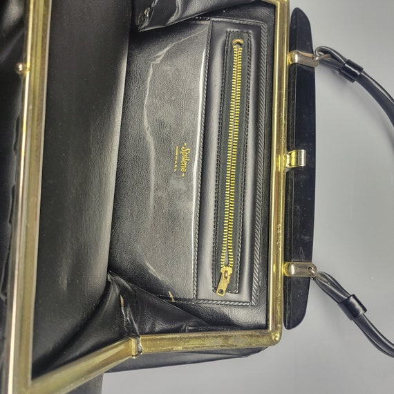 vintage SPILENE 50s grandmas handbag purse black … - image 3