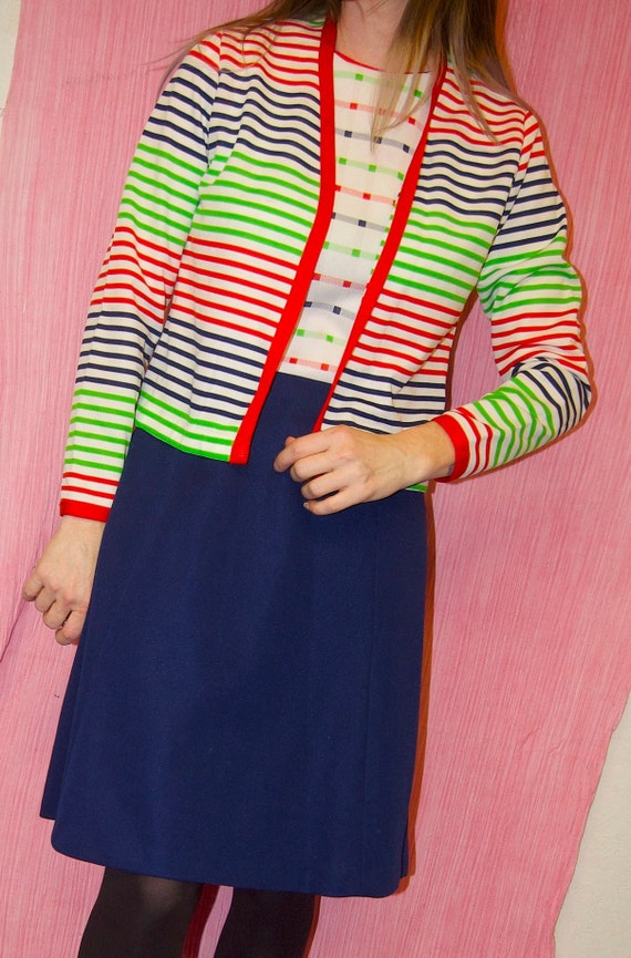 SALE! Vintage 1960s Neon STRIPED & Checked MOD Mi… - image 9