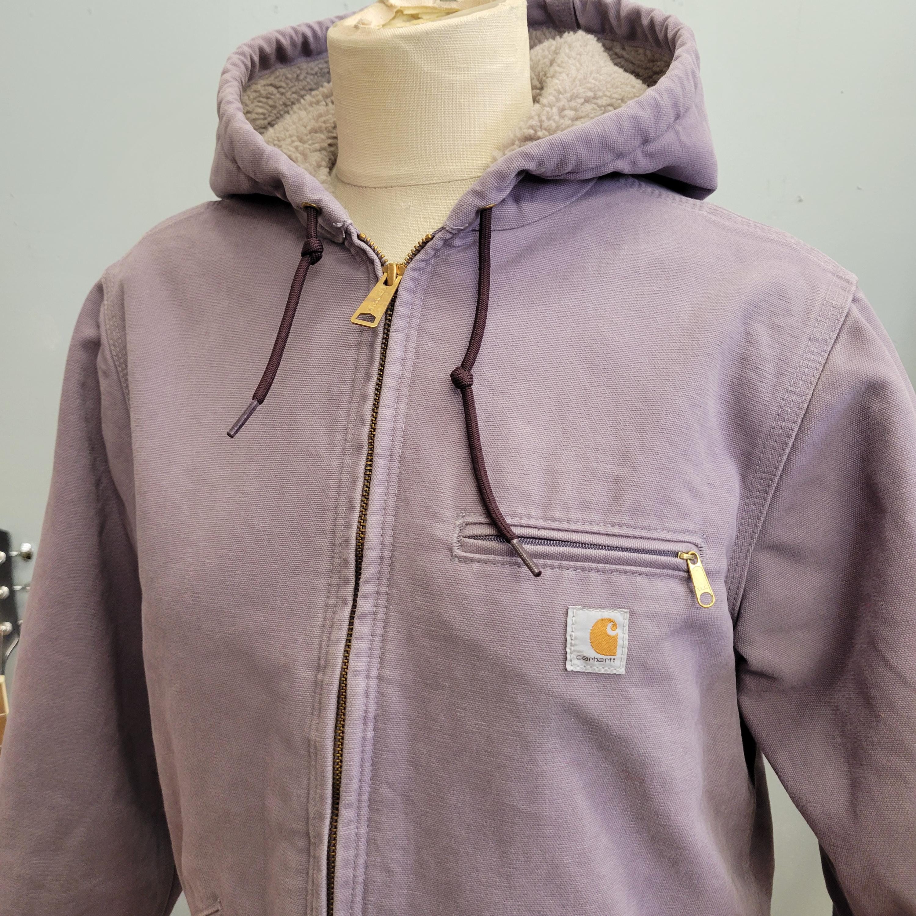 Vintage 90s Carhartt Hooded Jacket: Quilted Sherpa Lined