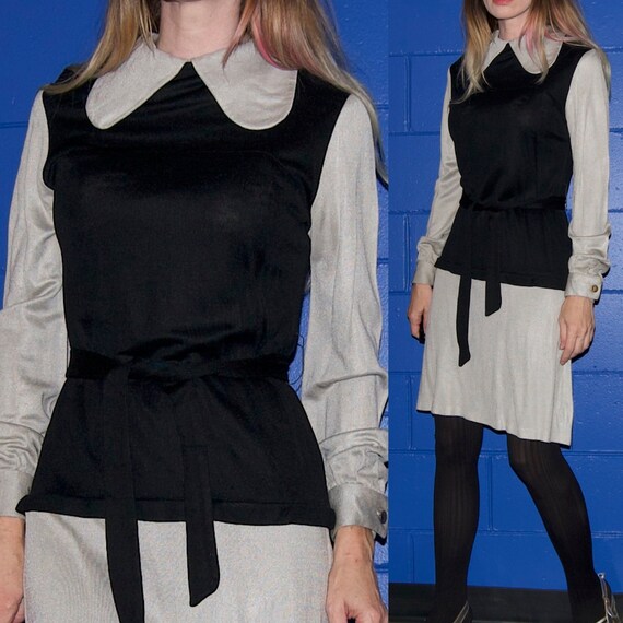 Vintage Mod 1960's MOD Two Tone PAN Collar Black &