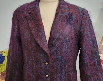 Vintage 80s 90s Aubergine Shaggy Mohair Blazer Jacket Vintage 80s 90s Aubergine Shaggy Mohair Blazer Jacket