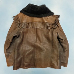 Vintage 60s Buckskin Sherpa Lined Coat / marlboro man style 