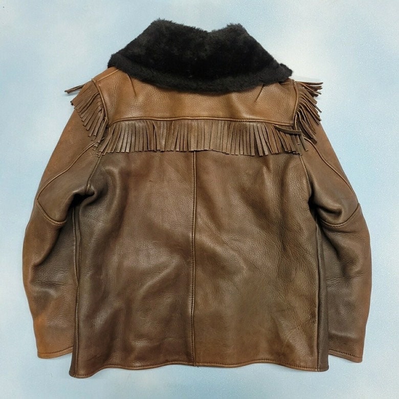 Vintage 60s Buckskin Sherpa Lined Coat / marlboro man style 
