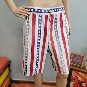 Vintage 70s American Flag Denim Shorts: Bicentennial Patriotic Jorts