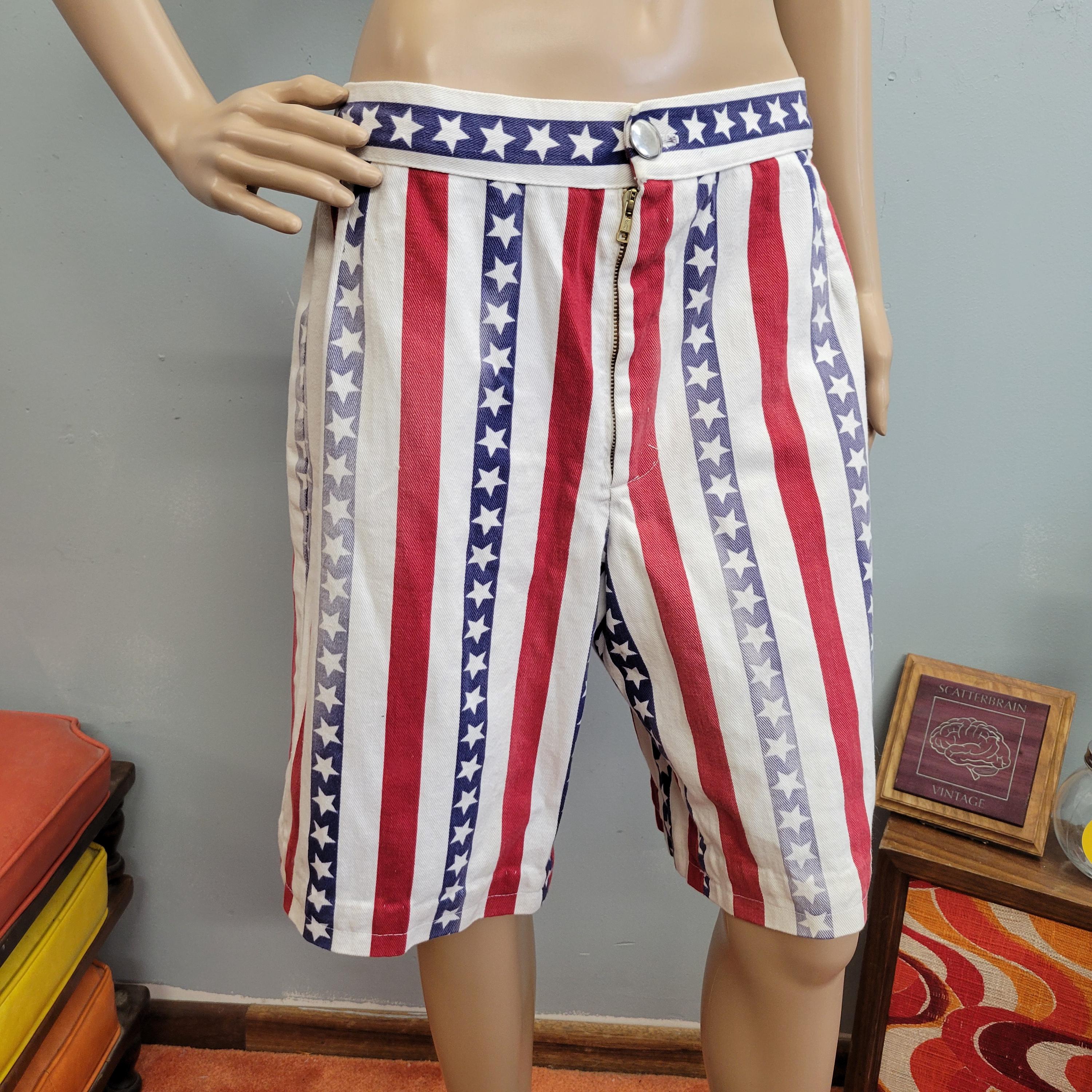 Vintage 70s American Flag Denim Shorts: Bicentennial Patriotic