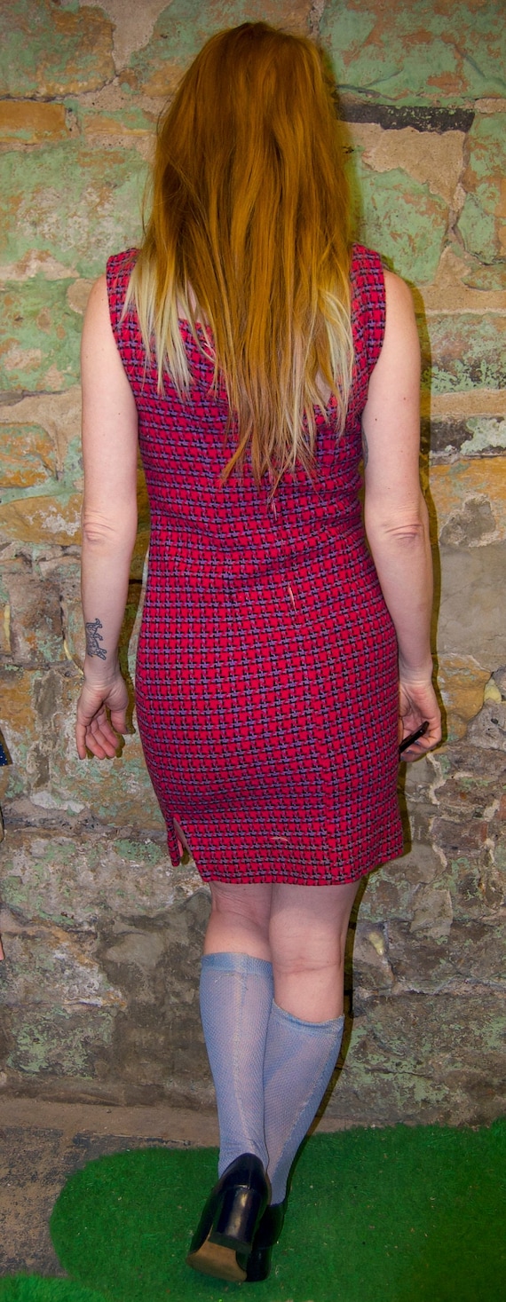 SALE! Vintage 1980s HOT PINK Houndstooth Checkere… - image 5