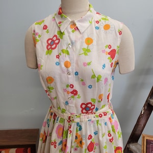70s Floral Spring Dress: Vintage Flower Power Tank Dress
