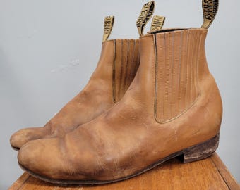 Blonde Men’s Vintage 70s Tan Leather Sherpa Lined  Ankle Boots, size 11 VINTAGE 70s TIMBERLAND Size 7 Sherpa Lined Leather Ranch  main image 2