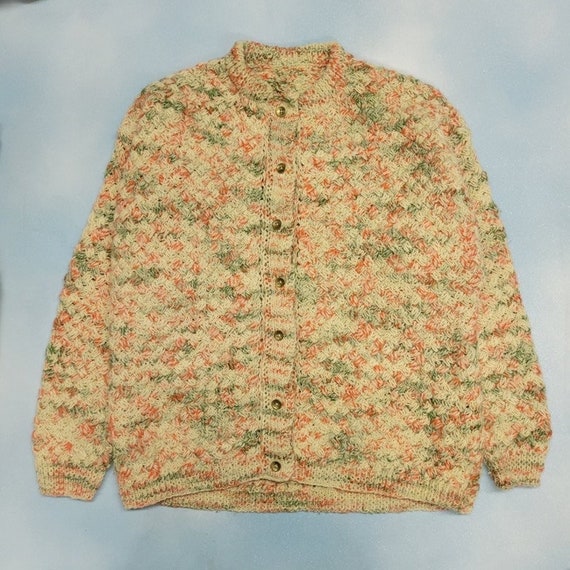vtg 80s confetti sweater pastel multicolor thick … - image 2