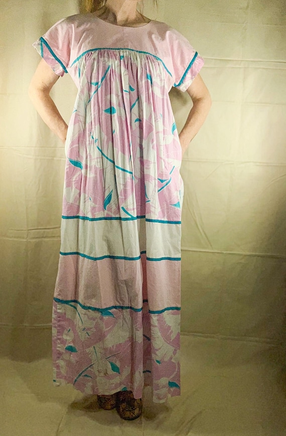 SALE! Vintage 70s pink & blue beach dress / Hilda… - image 3