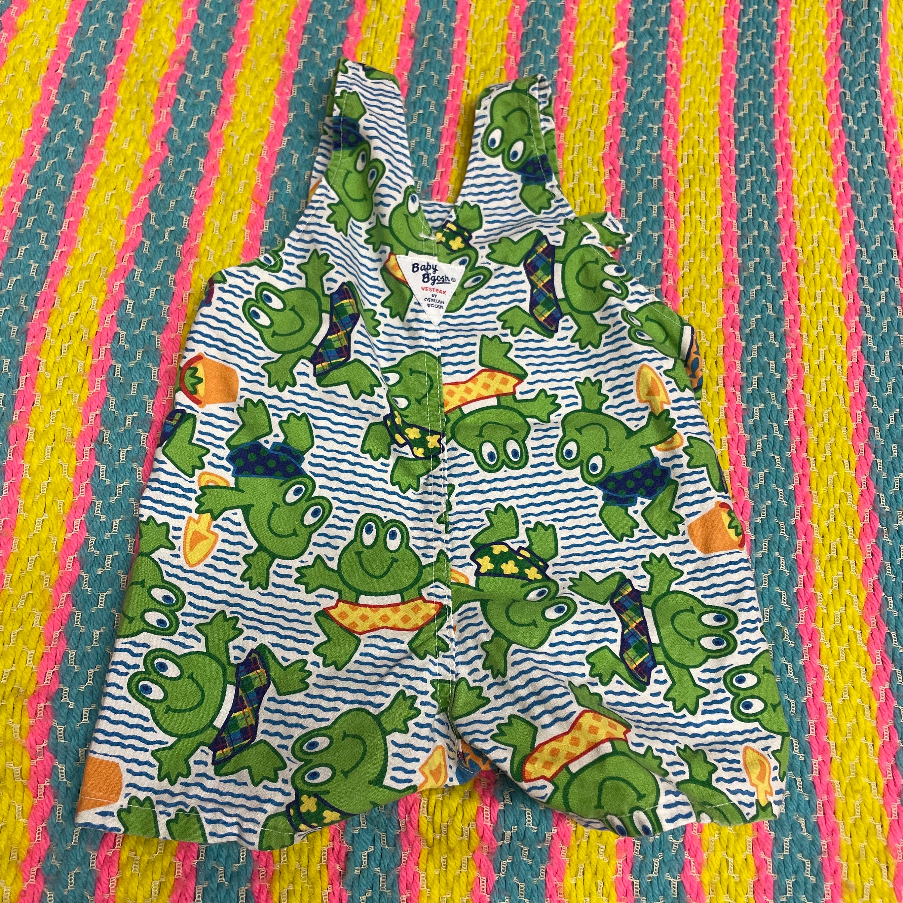 Vintage 80s Oshkosh B'gosh Bubble Overalls / RARE! Frog All Over