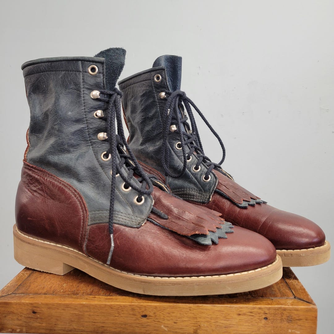 Botas ROPER DE DOS TONOS de los años 70 // Botines vintage con flecos y ...