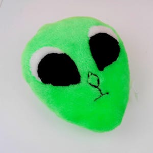 vtg 90s Alien Plush, Neon Green Big Eye Throw Pillow