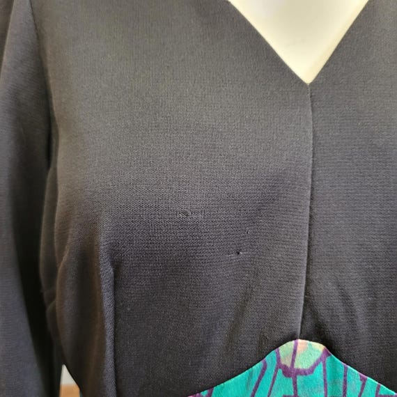 vtg 70s Mermaid Scales Dress, Kaleidoscope Pattern Flowy Maxi View 4