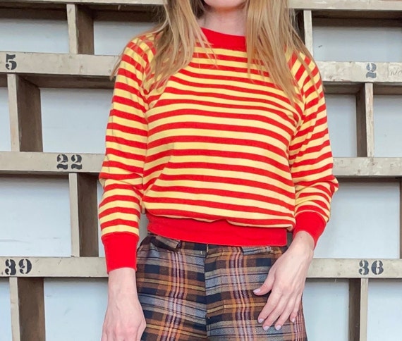 Vintage 70s striped cotton sweatshirt Mcdonalds c… - image 4