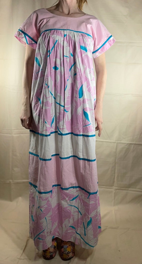 SALE! Vintage 70s pink & blue beach dress / Hilda… - image 9