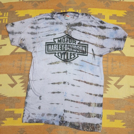 Vintage Homemade 80s Harley Davidson Shirt // Tie… - image 1