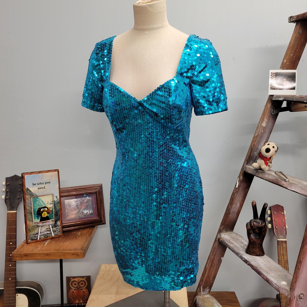 Vintage grey sequin mini dress