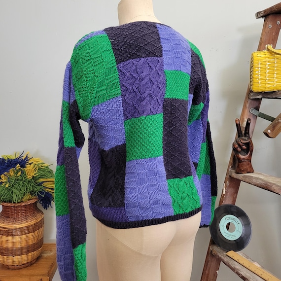 Vintage 90s Eagles Eye Patchwork Sweater: Geometr… - image 7