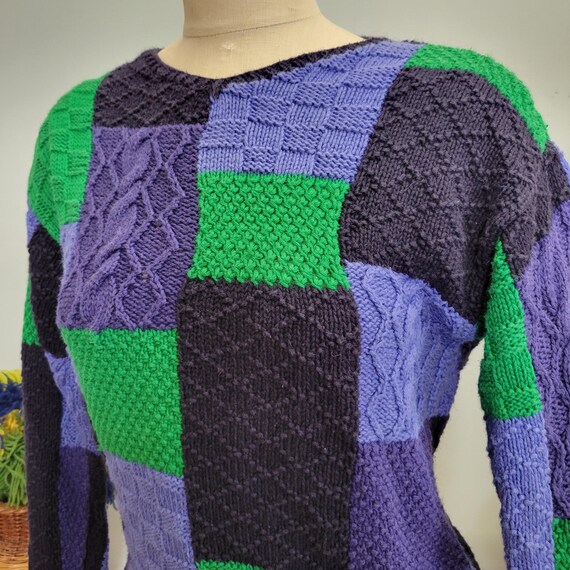 Vintage 90s Eagles Eye Patchwork Sweater: Geometr… - image 4