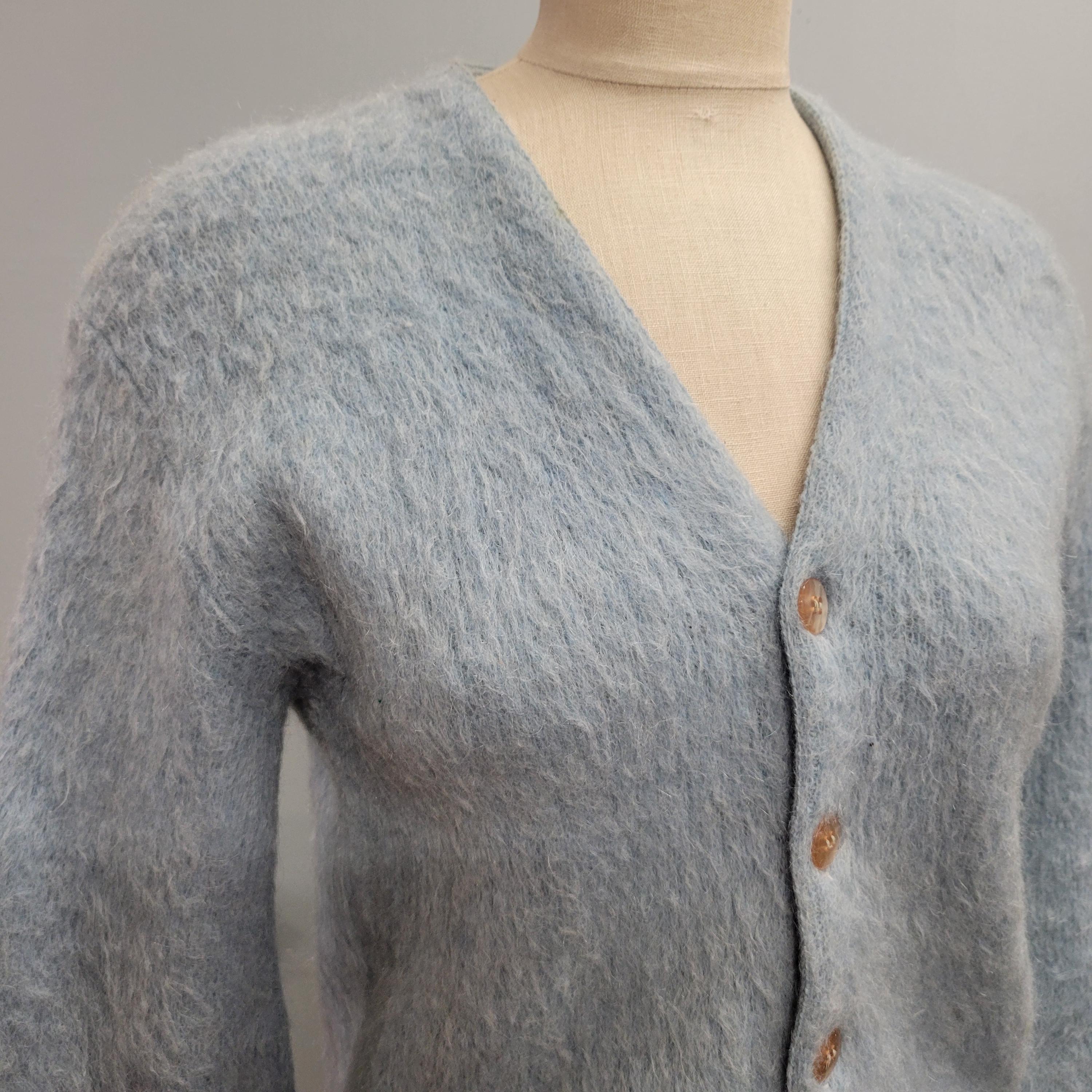 Vtg 70s BLUE MOHAIR SWEATER // Vintage Ice Blue Cardigan Vtg 70s BLUE MOHAIR SWEATER // Vintage Ice Blue Cardigan