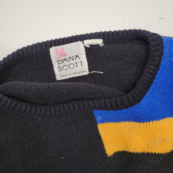 Vtg 80s Color Block Lurex Sweater: Vintage Cropped Metallic Knit