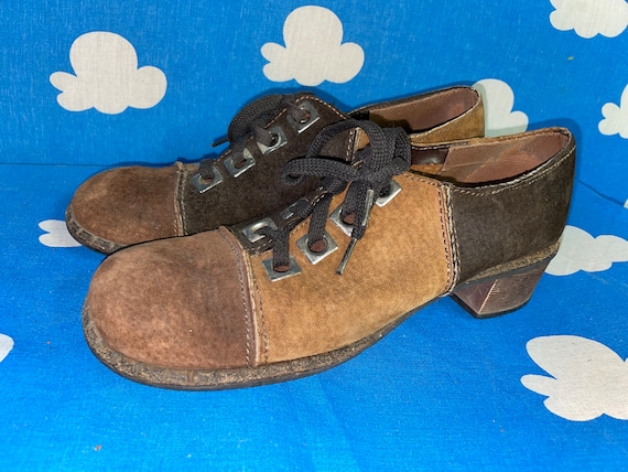 Vintage 60s Brown Suede Two Tone Shoes / 70s Mod … - image 6