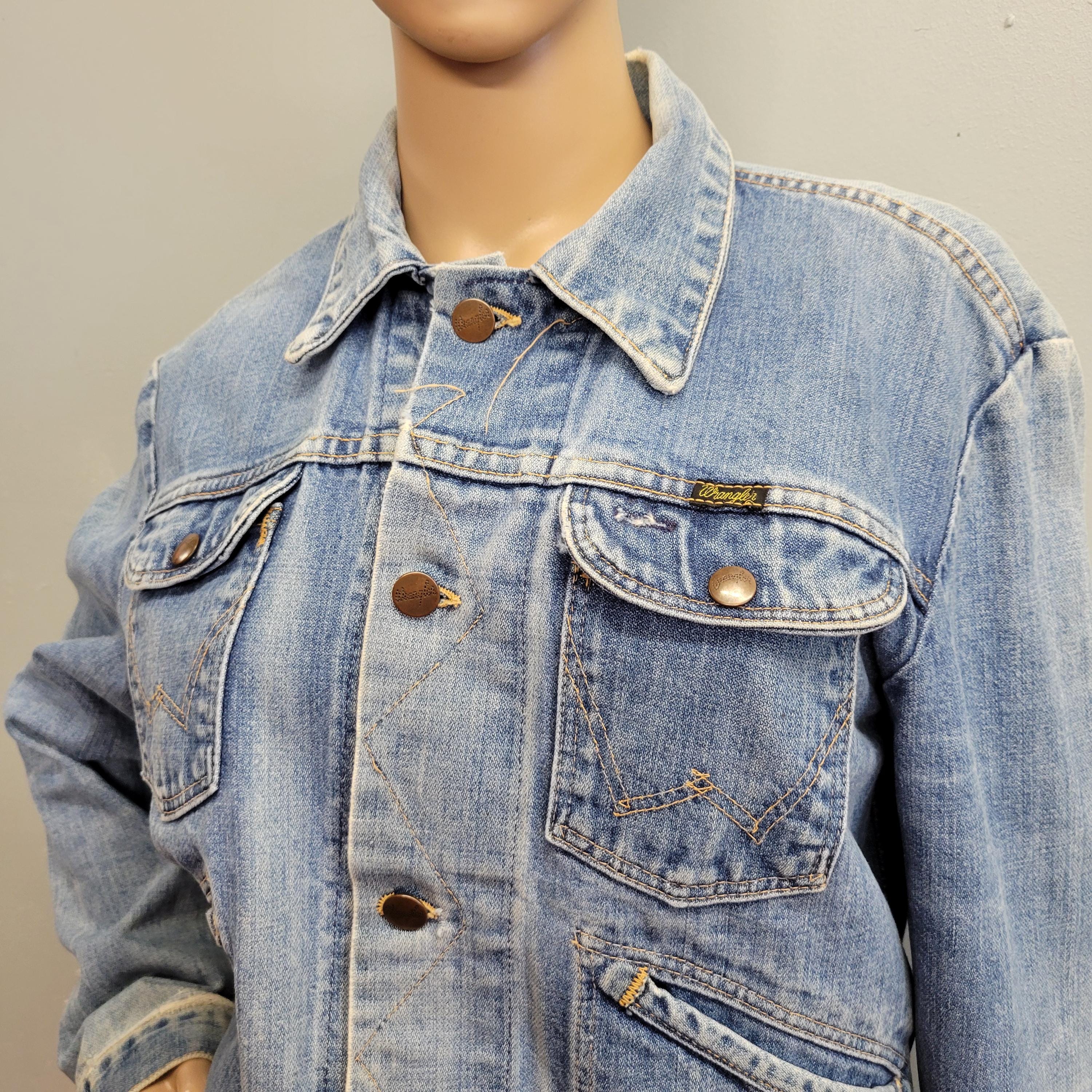 Vtg 70s Wrangler Jean Jacket, Painted Flowers Denim Spring Style