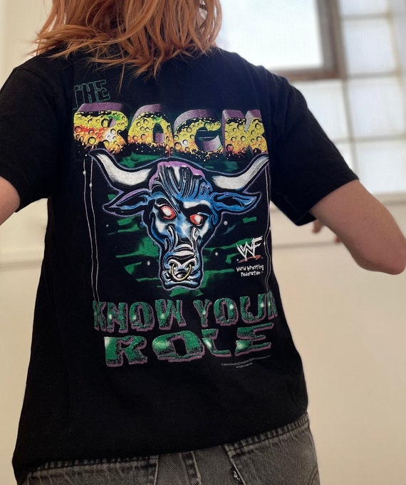 Vintage 90s Dwayne THE ROCK Johnson Shirt // WWF Wres… Gem