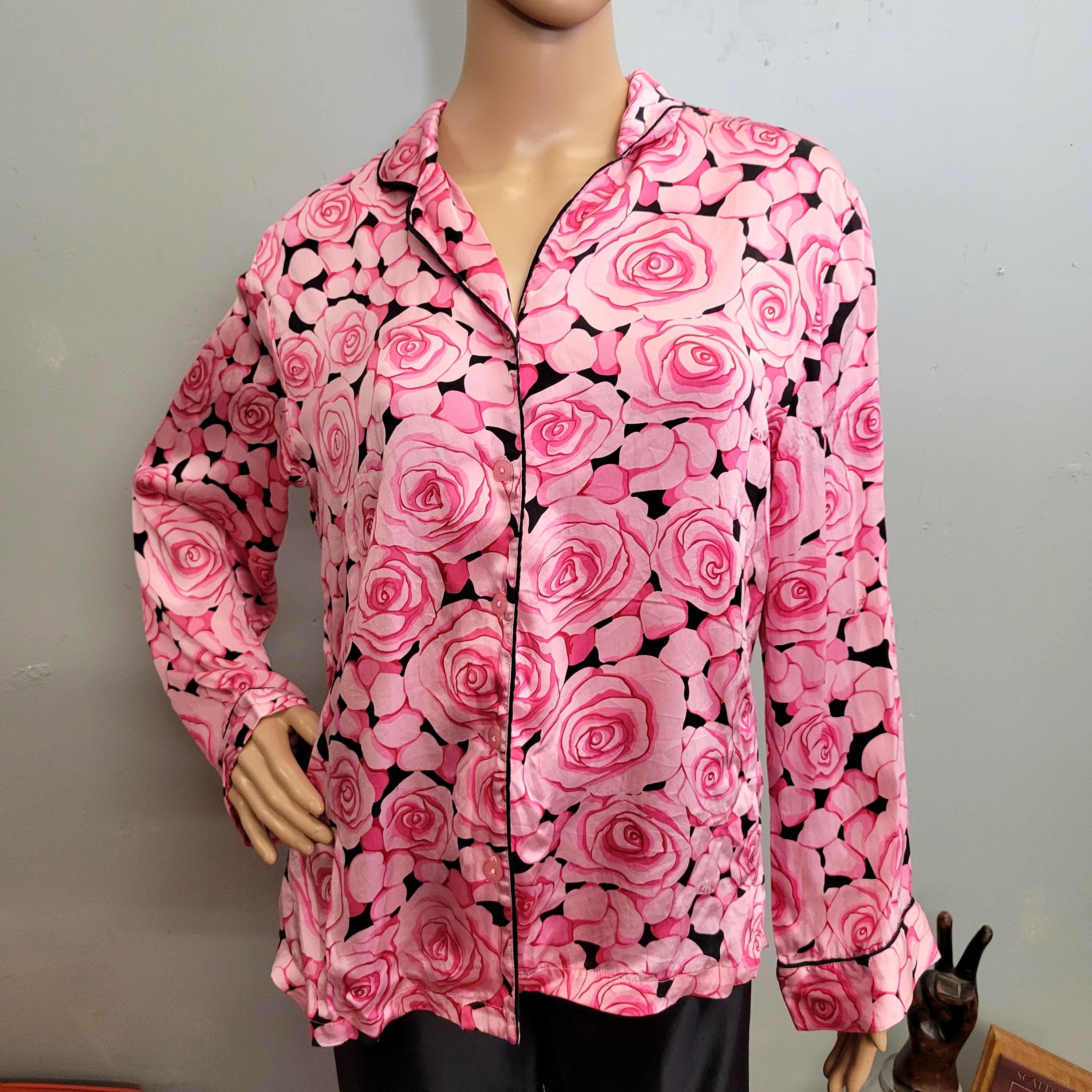 Ensemble Pyjama Vintage Nick & Nora Motif Feuilles Vert - Taille M - 100% Coton - Occasion Très Bon état - Super RARE