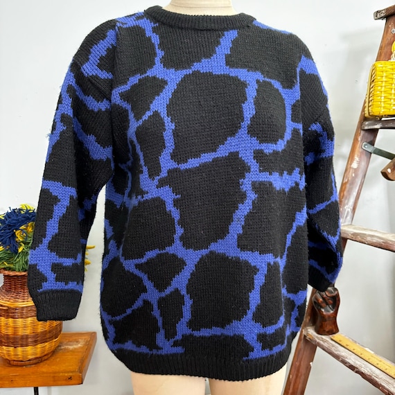 Vintage 80s ESPRIT Abstract Sweater: Oversized Pu… - image 3