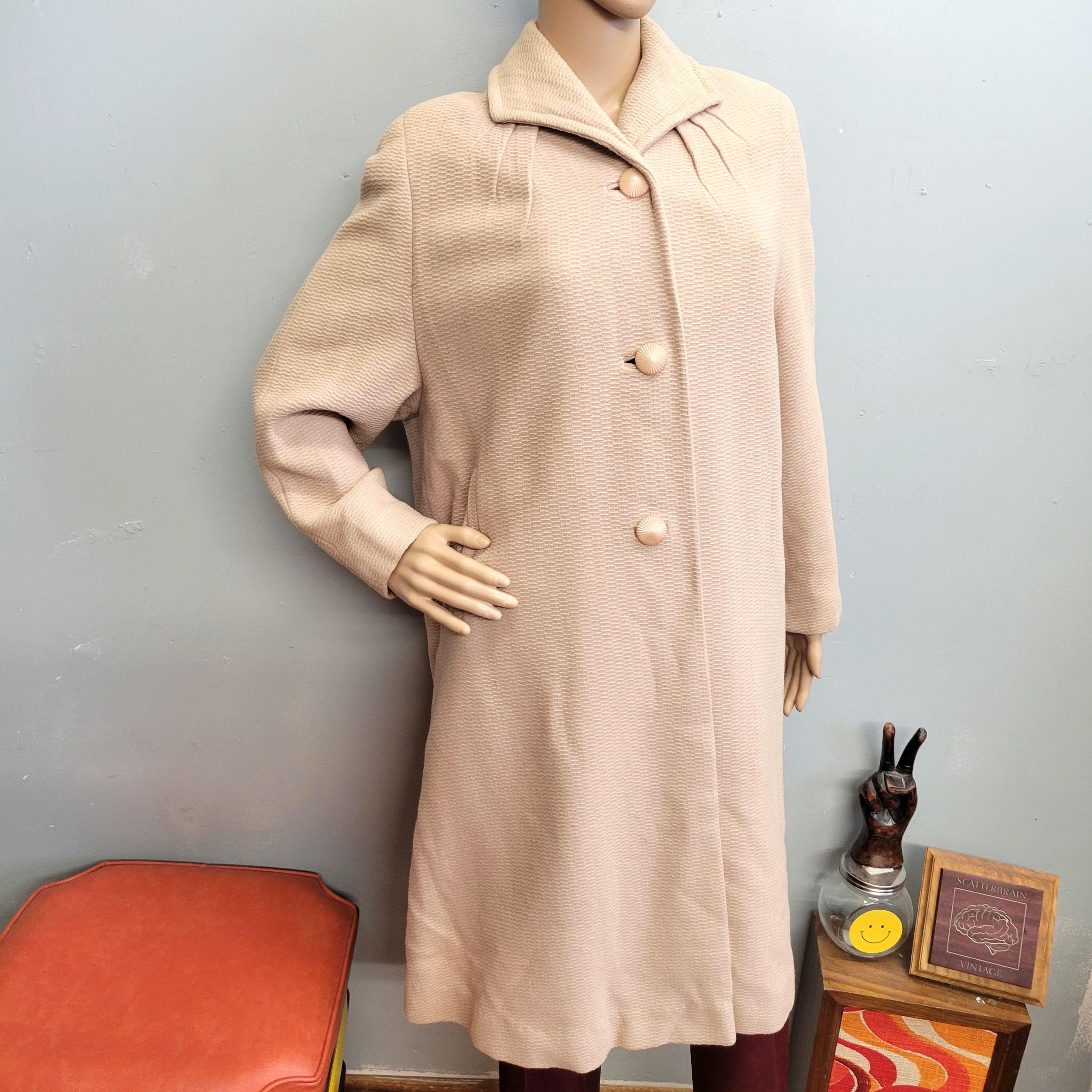 Vtg 50s ROSY BEIGE Swing COAT : Vintage Lorna Lee Pastel Evening