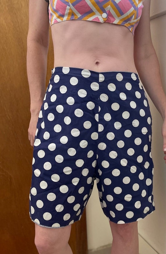 Vintage 50s 60s Blue Polka Dot Shorts / Lightweigh