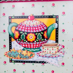 vtg 90s Teapot Tray, Mary Engelbert TV Dinner Tin Dining Tray